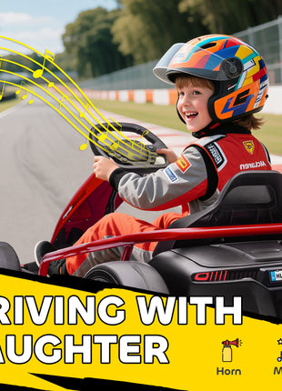 24V Electric Go Kart for Kids, Drift Ride-On Racing Go Kart with 2 Speeds, for Boys Girls Aged 8-12 Years Old, Red