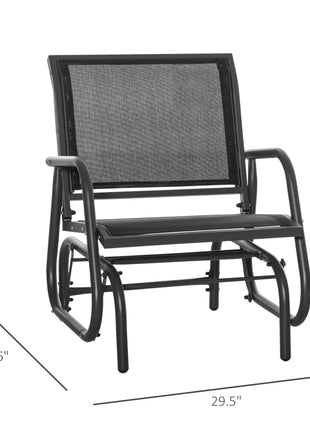 2-Piece Outdoor Glider Swing, Rocking Chair Set with Breathable Mesh Fabric, Sturdy Durable Frame, Curved Armrests, Supports Up to 264 lbs., for Backyard, Garden, Porch, Black