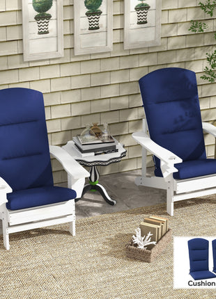 Outdoor Chair Cushions for Adirondack Chair, Replacement Cushions with Ties, Seat & Back Cushion, Blue