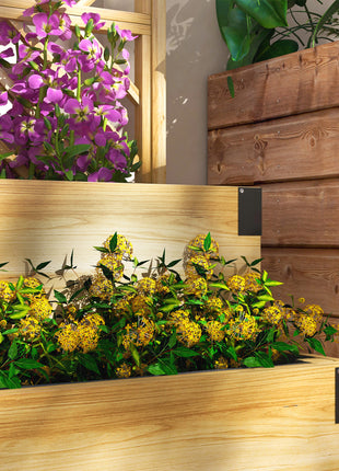 2 Tier Trellis Planter, Wooden Raised Garden Bed, Natural