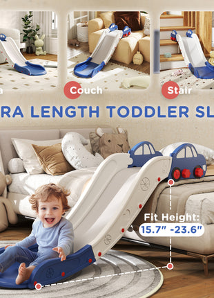 Extra Length Toddler Slide for Bed, Sofa, Easy to Assemble, Blue