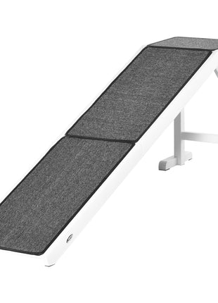Dog Ramp Foldable with Non-slip Carpet Top Platform, Gray, White