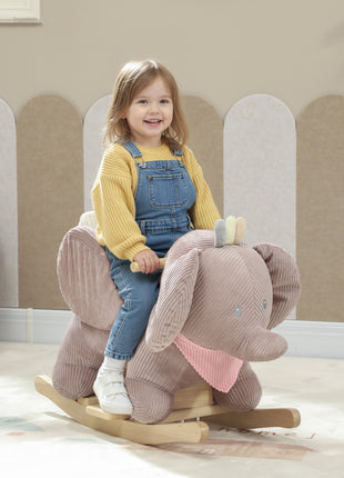 Baby Rocking Horse with Seat, Kids Ride On Toy with Realistic Elephant Sound and Safety Belt for 18 to 36 Months, Pink