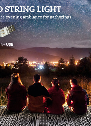Outdoor Rug Carpet with USB Lights Reversible Patio Rug with Carry Bag for Camping 12' x 9'