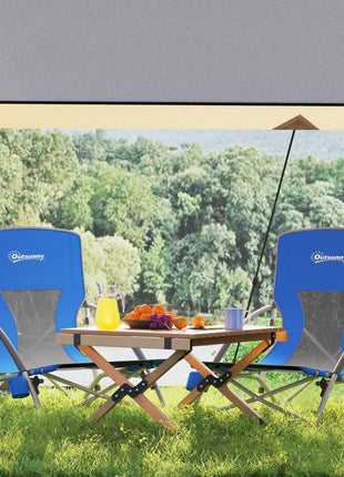 Set of 2 Folding Beach Chairs with Mesh Back, Carry Bag and Cup Holder for Outdoor Camping Lawn Sports Picnic Dark Blue
