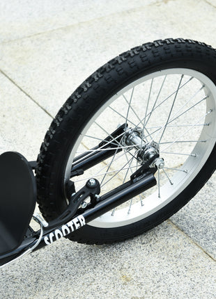Youth Scooter Kick Scooter for Kids 5+, Max Load 220 LBS., with Adjustable Handlebar, 16" Inflatable Wheels, Dual Brakes, Black