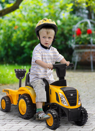 Caterpillar Licensed Ride-On Construction Toy with Shovel & Trailer, No Power Ride-on Tractor for 18-36 Months