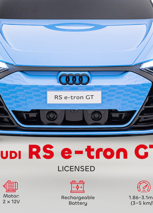 Electric Car for Kids, 12V Licensed Audi RS E-tron GT 3.1 MPH Kids Ride on Car, Ride-on Toy with Remote Control, 4 Suspension Wheels, Horn, Music, Lights, for Boys and Girls, Blue