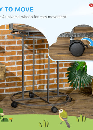 Parrot Stand Large Bird Perch Stand with Toy Hook & 3 Ladders, Parrot Perch, Bird Wooden Stand, Gray