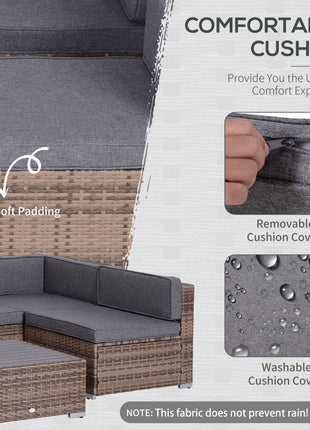 Modern Rattan Patio Furniture Set, 7-Piece Outdoor Wicker Sofa Set with Cushions for Home & Family Gatherings, Gray