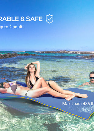 9' x 6' Lily Pad Water Mat for 2 Adults, Floating Water Pad for Lake, Pool, Ocean, Beach, and Boating, Blue