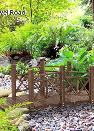 5 ft. Wooden Garden Bridge Footbridge for Backyard Ponds, Creeks, Streams, Carbonized