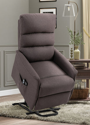 Power Lift Assist Recliner Chair for Elderly with Remote Control, Linen Fabric Upholstery, Brown