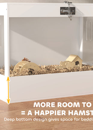 Hamster Cage with Openable Top & Lock, Hut, Transparent Acrylic Panels, Accessories, for Dwarf Hamster Gerbil, White