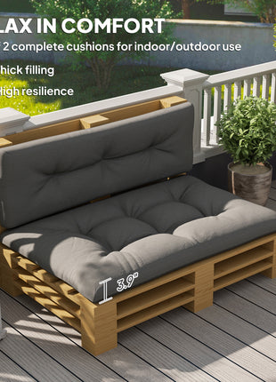 2 Seater Pallet Cushions Outdoor 3.9" Thick Replacement Cushions - Tufted Design for Garden, Patio, Dark Gray