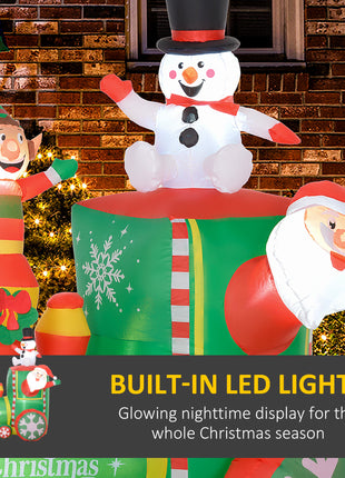 6FT Inflatable Train with Santa Claus, Snowman, Blow-Up Outdoor Display w/ White LED Lights for Party