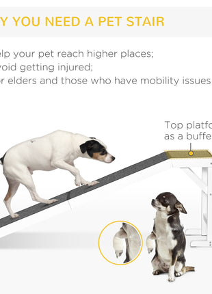 Dog Ramp Foldable with Non-slip Carpet Top Platform, Gray, White