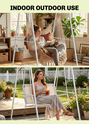 Hammock Chair Stand Only Heavy Duty Solid Steel A-Frame for Hanging Hammock, Egg Chair, Max Load 330 LBS, White