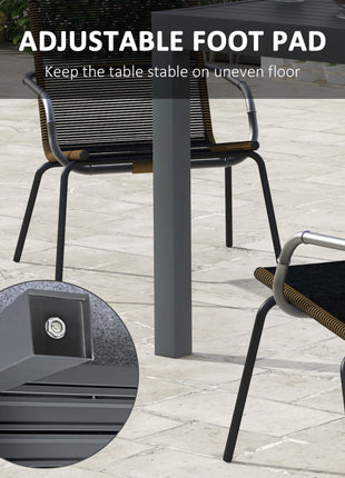 Expandable Patio Table, Outdoor Dining Table for 4-6 with Aluminum Frame for Garden, Lawn, Balcony Terrace, Gray