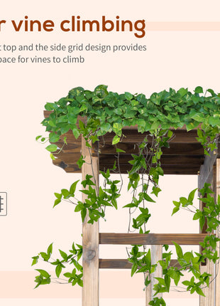 85" Wooden Garden Arbor for Wedding and Ceremony, Outdoor Garden Arch Trellis for Climbing Vines - Carbonized