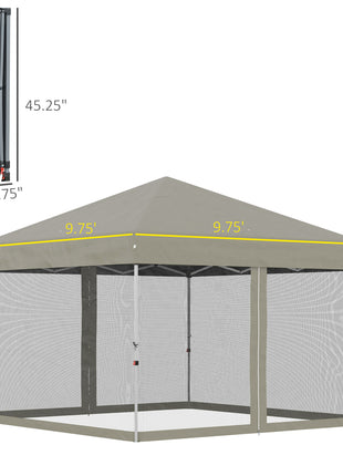 10' x 10' Pop Up Canopy Tent, Tents for Parties with Wheeled Carry Bag, Screen House Room, Height Adjustable Portable Gazebo, for Outdoor, Garden, Patio, Beige