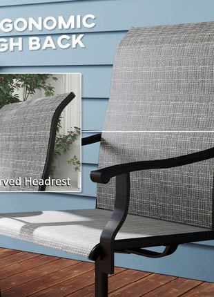 Patio Swivel Chairs Set of 2, High Back Patio Dining Chairs with All-Weather Mesh for Backyard, Lawn, Garden, Gray