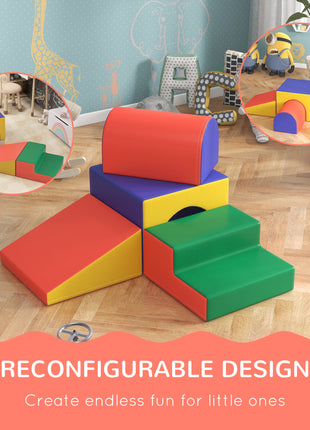 4 Piece Foam Play Set, Soft & Safe Kids Toddlers Children Climbing Set for Crawling or Sliding, Assorted