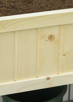 Raised Garden Bed Elevated Wooden Planter Box with Space-Saving Folding Design, Drainage Holes, & Inner Liner for Vegetable Fruit Herb Grow