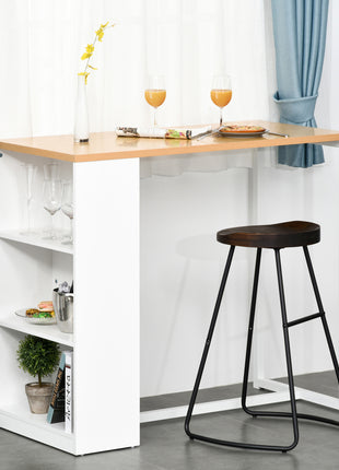 Modern Bar Table Counter Height Dining Table with 3 Storage Shelves for Kitchen, Dining Room, Living Room, White