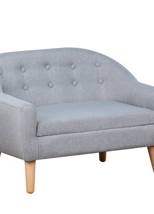 2-Seat Kids Sofa, Toddler Sofa Couch, Linen-Like Fabric & Wood Frame Sofa Chair for Ages 3-7, 11" High Seat, Gray