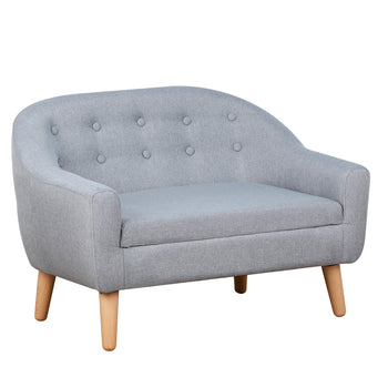 2-Seat Kids Sofa, Toddler Sofa Couch, Linen-Like Fabric & Wood Frame Sofa Chair for Ages 3-7, 11" High Seat, Gray