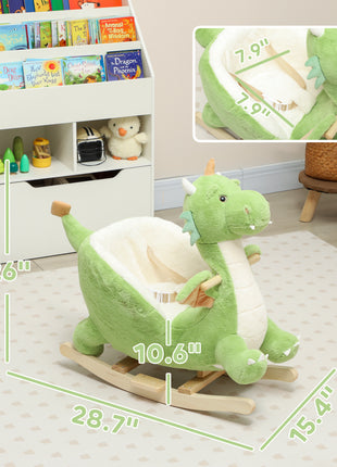 Baby Rocking Horse, Kids Ride On Dragon Toy with Realistic Dragon Roar and Safety Belt for Kids 18–36 Months, Green