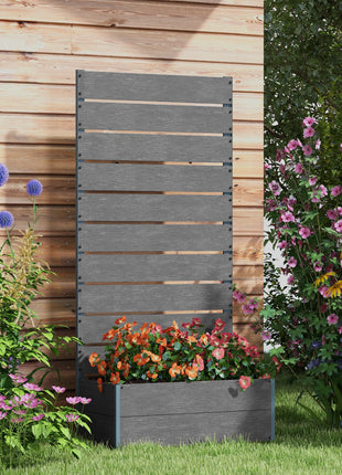 Trellis Planter for Climbing Plants, Raised Garden Bed with Trellis, Planter Box for Outdoor, 28.25" x 15" x 59", Gray
