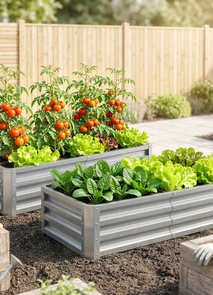 Galvanized Raised Garden Bed, 4' x 2' x 1' Metal Planter Box, for Growing Vegetables, Flowers, Herbs, Succulents, Silver