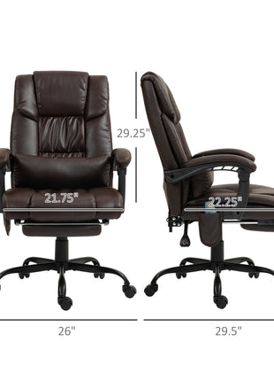 Massage Office Chair with 6 Vibrating Points, High Back Reclining Office Chair with Footrest and Remote, Brown