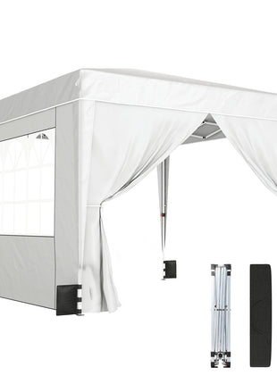 10 x 10 ft Pop Up Canopy Tent with Sidewalls, UPF50+ Outdoor Portable Instant Canopy Shelter with Carry Bag, White