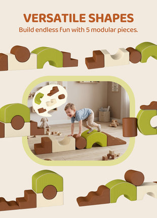 Toddlers Climbing Toys, 5 Pieces Foam Climbing Blocks with Non-Slip Bottom, Washable Cover for Crawling or Building