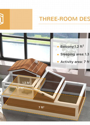 3-Room Tortoise Habitat House w/ Balcony & 2 Stories, 44" x 25.5" x 25", Coffee