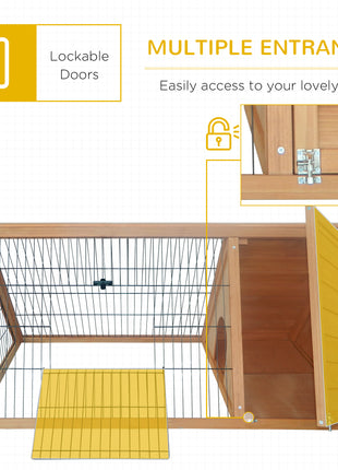 Rabbit Hutch Outdoor, Wooden Chicken Coop with Run, Outdoor Small Animal Cage for Rabbit, Small Duck and Chicken, Brown