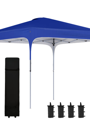 10' x 10' Pop Up Canopy Tent with Wheeled Carry Bag and 4 Sandbags, Instant Sun Shelter, Tents for Parties, Height Adjustable, for Outdoor, Garden, Patio, Blue