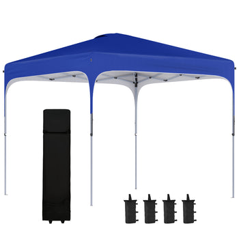 10' x 10' Pop Up Canopy Tent with Wheeled Carry Bag and 4 Sandbags, Instant Sun Shelter, Tents for Parties, Height Adjustable, for Outdoor, Garden, Patio, Blue