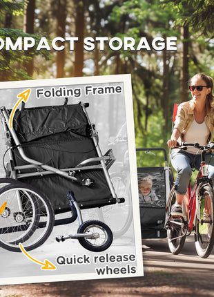 2-Seat Elite 360 Swivel Bike Trailer for Kids Bicycle Cargo Trailer with Water-Resistant Windows, Black and White