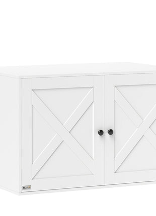 Cat Litter Box Enclosure with Barn Door, Cat Hole, 31.5" x 21" x 20", White