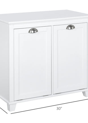 Dual Tilt out Laundry Hamper Cabinet, Bathroom Storage Cabinet with 2-Compartment Hamper, Modern Bathroom Floor Cabinet for Washroom, White
