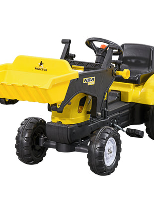 Kids Ride on Excavator, Pedal Go Kart with Front Loader Digger for 3 Year Old, Yellow