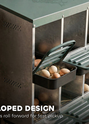 Chicken Nesting Boxes, 8 Compartment Metal Nesting Boxes for Chickens, Two-Tier Egg Laying Boxes with Vented Holes