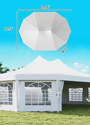 29' x 21' Canopy Party Event Tent with 2 Pull-Back Doors, White