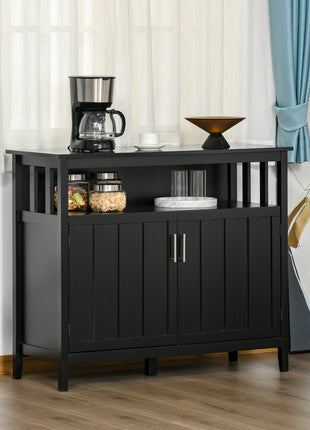 Sideboard Buffet Cabinet, Coffee Bar Cabinet with 2 Doors and Adjustable Shelves, Console Table for Kitchen Entryway Living Room, Black