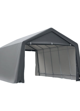 12' x 20' Carport Portable Garage, Heavy Duty Storage Tent, Patio Storage Shelter w/ Anti-UV PE Cover and Double Zipper Doors, for Motorcycle Bike Garden Tools, Gray