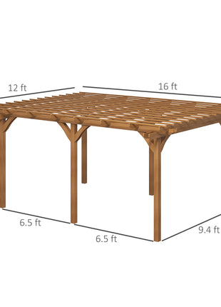 12' x 16' Outdoor Pergola Grape Trellis, Wood Gazebo for Climbing Plants at Garden, Patio, Backyard, Deck, Brown